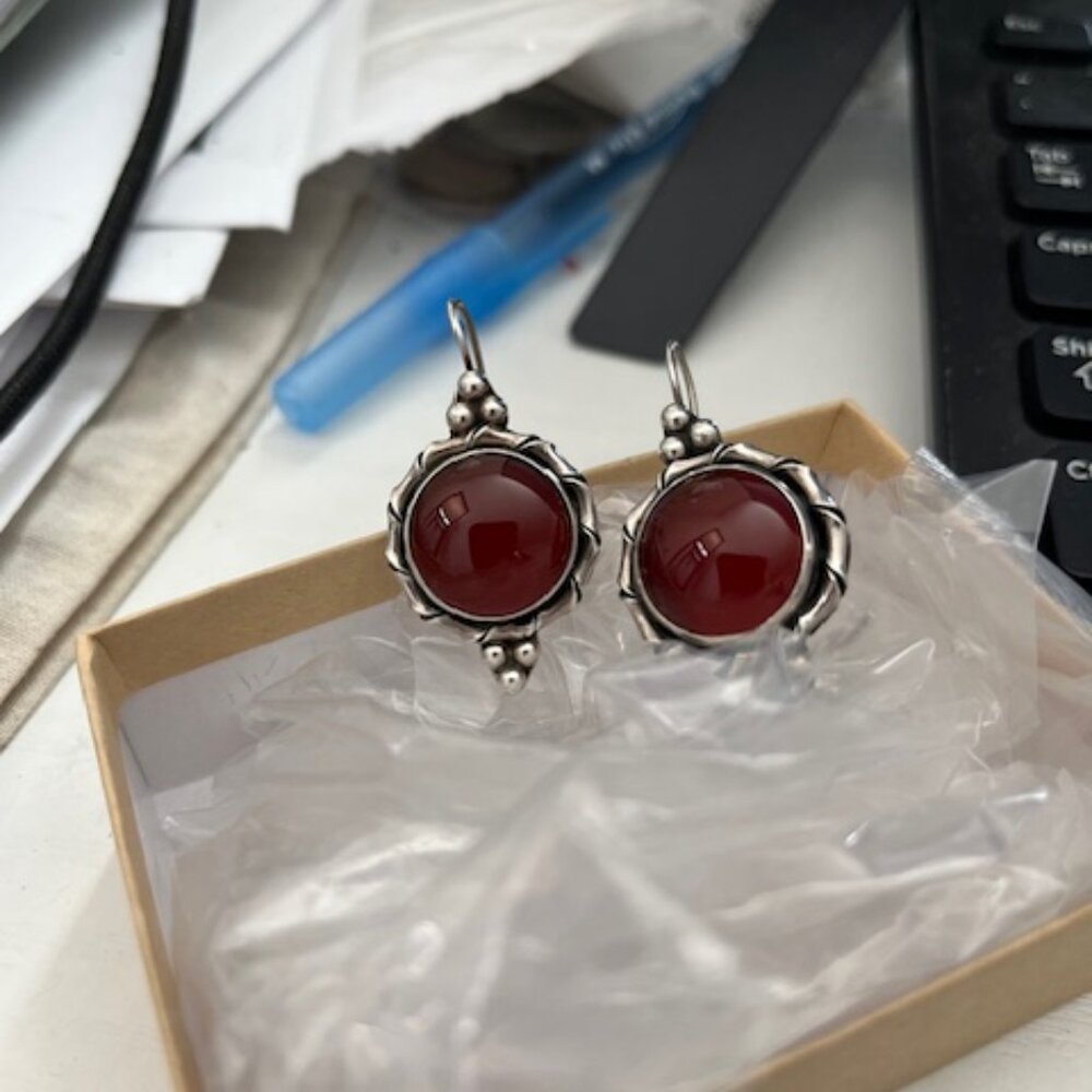 Carnelian sterling earrings